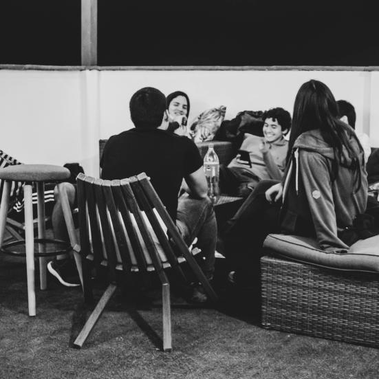 Happy people hanging out.