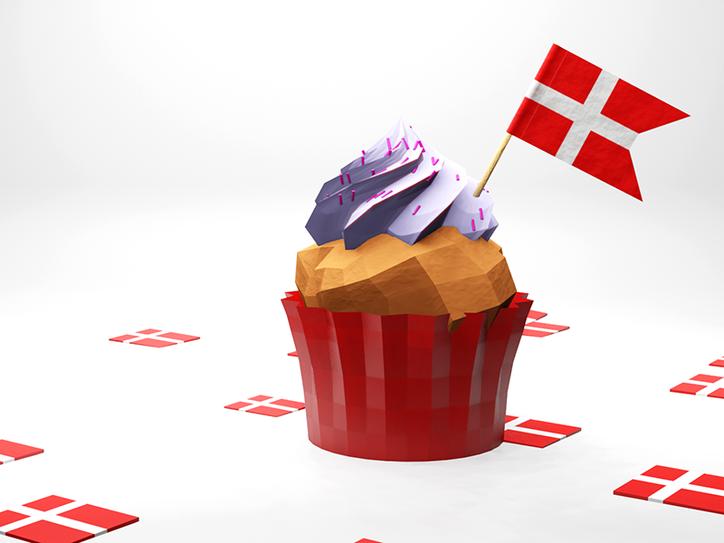 Grafik med cupcake og flag