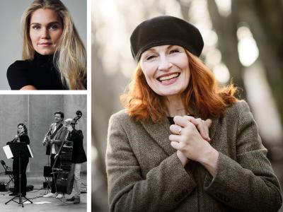 Kollage af Bodil Jørgensen, Katrine Nørgaard og musikere.
