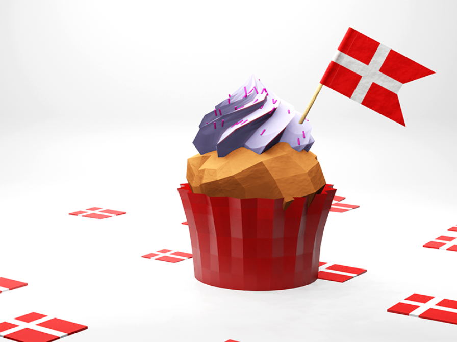 Grafik med cupcake og flag